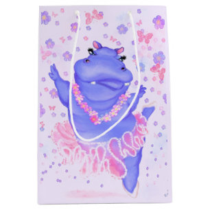 Sacola Para Presentes Média Prima Ballerina Hippo - Adicionar Seu Nome / Texto