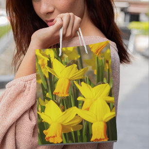 Sacola Para Presentes Média Primavera Amarelo Daffodils Floral