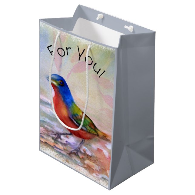 Sacola Para Presentes Média Primavera Robin (Frente inclinada)