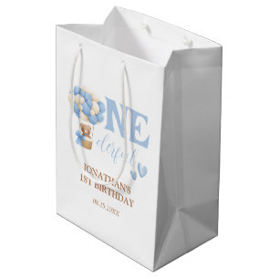 Sacola Para Presentes Média Primeiro aniversario de Balão de Ar Quente do Belo