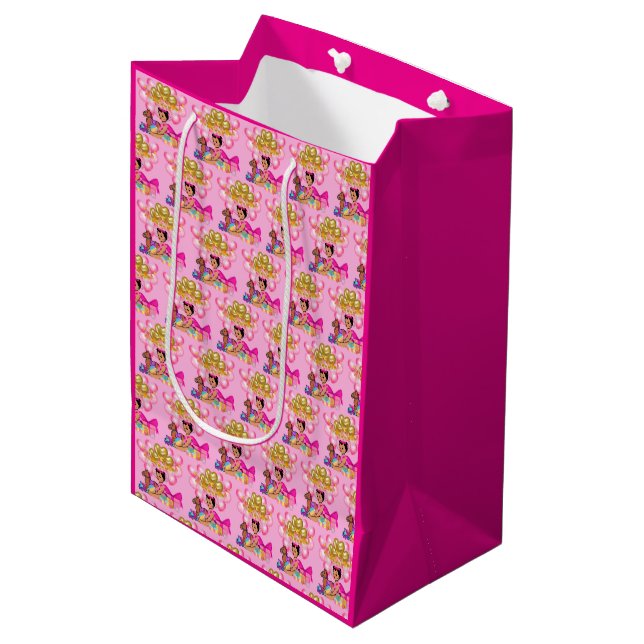 Sacola Para Presentes Média Princesa a Rosa (Frente inclinada)