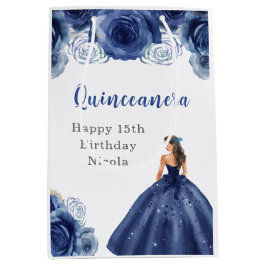 Sacola Para Presentes Média Princesa em Quinceanera Marinho Azul