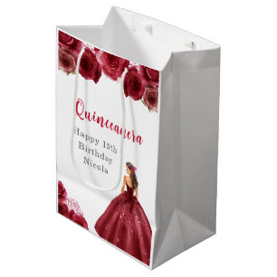 Sacola Para Presentes Média Princesa em Red Dress Quinceanera