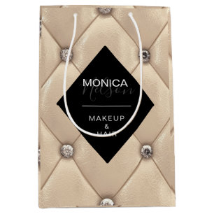 Sacola Para Presentes Média produto monograma tufado a ouro luxuoso