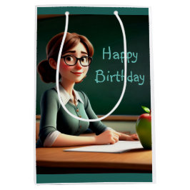 Sacola Para Presentes Média Professor Com Maçã