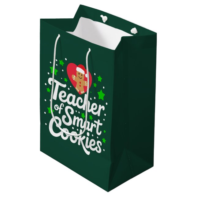 Sacola Para Presentes Média Professor de Natal de Biscoitos Inteligentes Vida  (Frente inclinada)