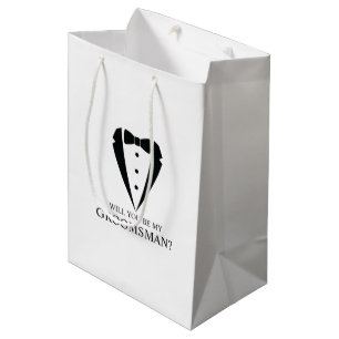 Sacola Para Presentes Média Proposta de Padrinho de casamento de Terno Tuxedo