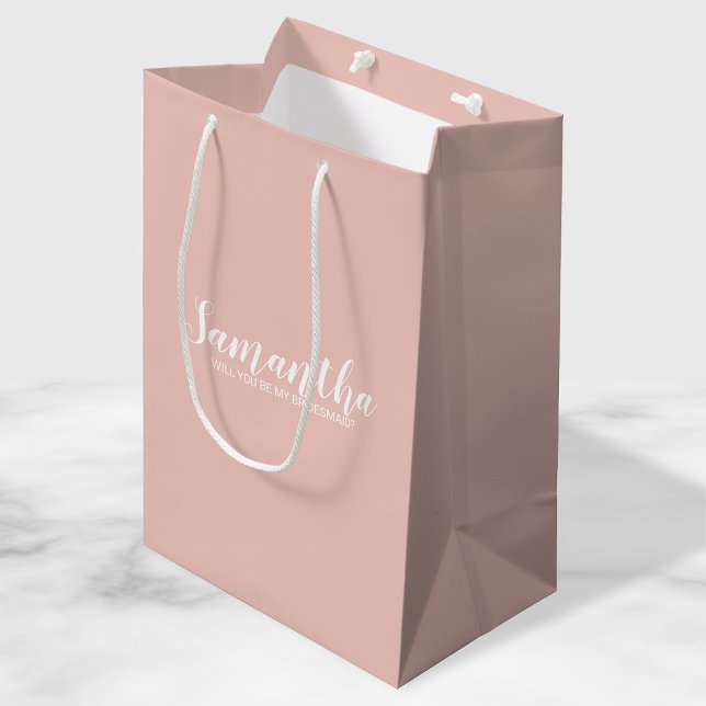 Sacola Para Presentes Média Proposta Moderna de Bridesmaid (Criador carregado)