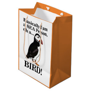 Sacola Para Presentes Média Puffin Bird Engraçado Aniversário