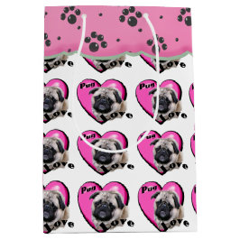 Sacola Para Presentes Média Pug Love Dia de os namorados
