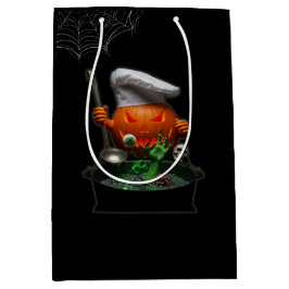 Sacola Para Presentes Média Pumpkin Chef Halloween - Spooky Cauldron design