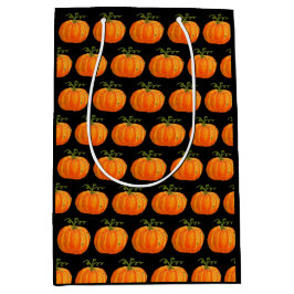Sacola Para Presentes Média Pumpkin de Halloween Pumpkin Gato Padrão Laranja Q