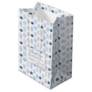 Sacola Para Presentes Média Pumpkin Inteligente De Chinoiserie Azul E Branco O