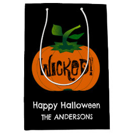 Sacola Para Presentes Média Pumpkin Preto Negro de Halloween Feliz