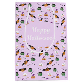 Sacola Para Presentes Média Pumpkins Bats Witch Frankenstein Pattern Halloween