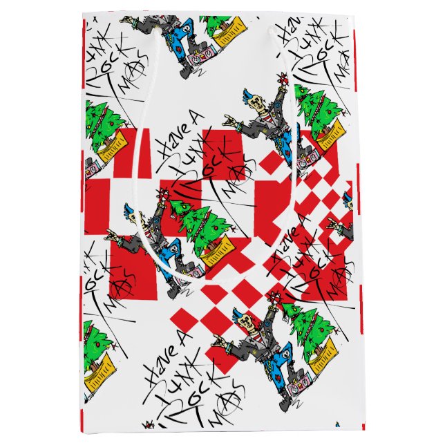 Sacola Para Presentes Média PUNK ROCK XMAS c/ VERIFICADO (Frente)