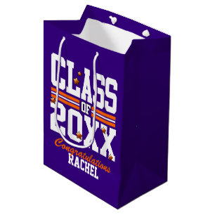 Sacola Para Presentes Média Purple Orange Graduating Class Year
