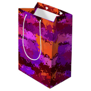 Sacola Para Presentes Média Púrpura e laranja