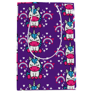 Sacola Para Presentes Média Púrpura Unicorn Pony Birthday