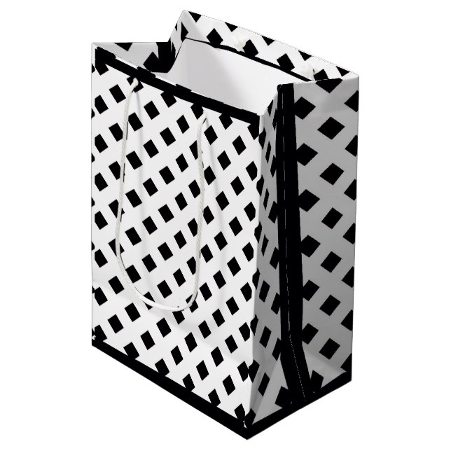 SACOLA PARA PRESENTES MÉDIA QUADRADO PRETO MODERNO  (Frente inclinada)