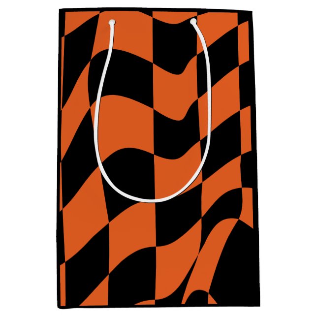 Sacola Para Presentes Média Quadro de controlo laranja e vermelho (Frente)