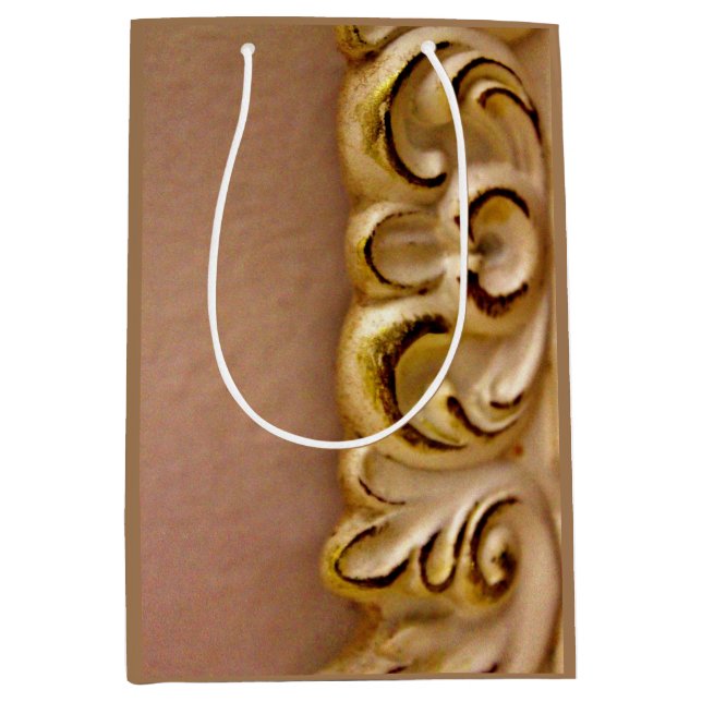 Sacola Para Presentes Média Quadro Dourado (Frente)