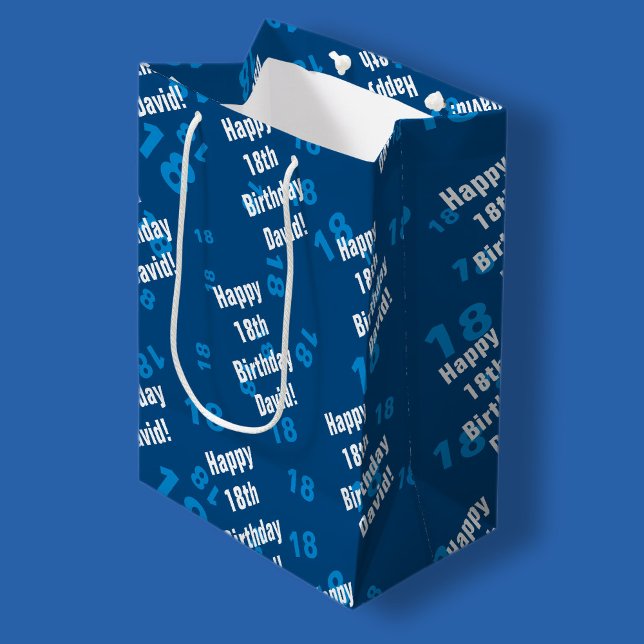 Sacola Para Presentes Média Qualquer idade e nome personalizado feliz aniversá (Criador carregado)