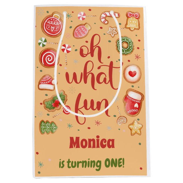 Sacola Para Presentes Média Que aniversário divertido de natal (Frente)