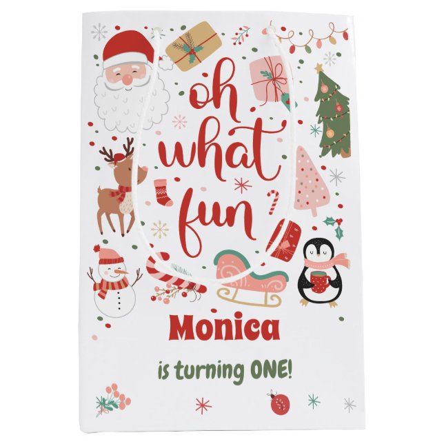 Sacola Para Presentes Média Que aniversário divertido de natal (Frente)