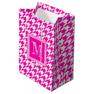 Sacola Para Presentes Média Quente Rosa Monograma Moderno