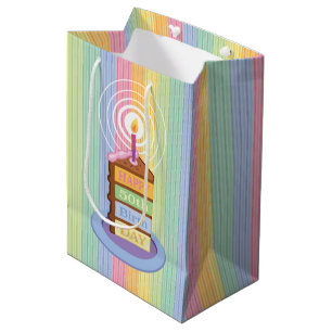 Sacola Para Presentes Média Quinquenta Aniversário - Chocolate Rainbow - Pedaç