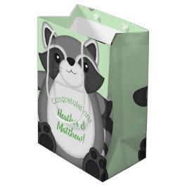 Sacola Para Presentes Média Raccoon Chá de fraldas Green