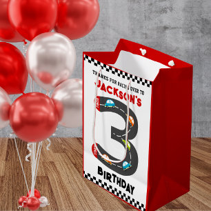 Sacola Para Presentes Média Race Cars Terceira Festa de Crianças de Aniversári