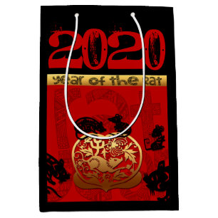 Sacola Para Presentes Média Rat Chinês personalizado de Ano Novo Zodiac Bithda