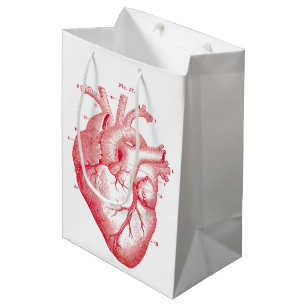 Sacola Para Presentes Média Red Anatomical Heart Vintage Impressão Medium Gift