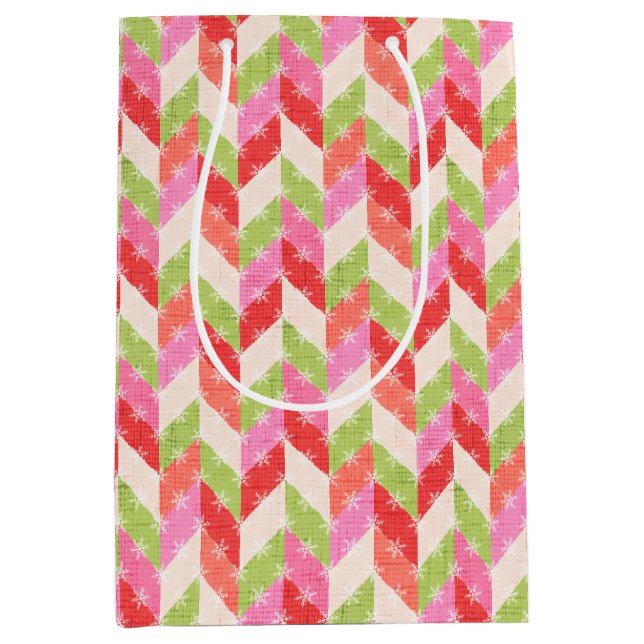 Sacola Para Presentes Média Red chevron twinkle Gift Bag (Frente)