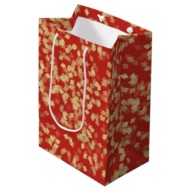 Sacola Para Presentes Média Red Dourado Glam Birthday (Frente inclinada)
