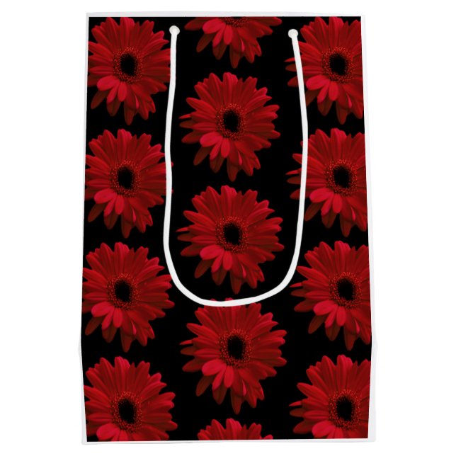 Sacola Para Presentes Média Red Gerbera Daisies (Verso)