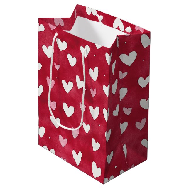Sacola Para Presentes Média Red Hearts XOXO (Frente inclinada)