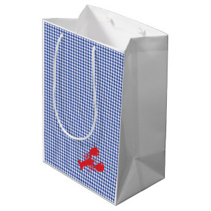 Sacola Para Presentes Média Red Lobster Blue Gingham Designer Maine