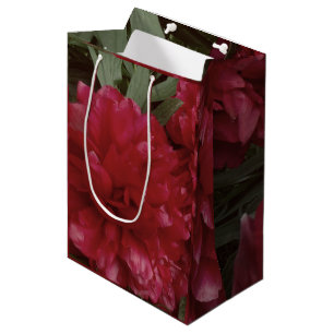 Sacola Para Presentes Média Red Peony Flower Photo Gift Bag