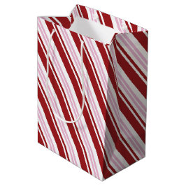 Sacola Para Presentes Média Red & Pink Peppermint Stripe