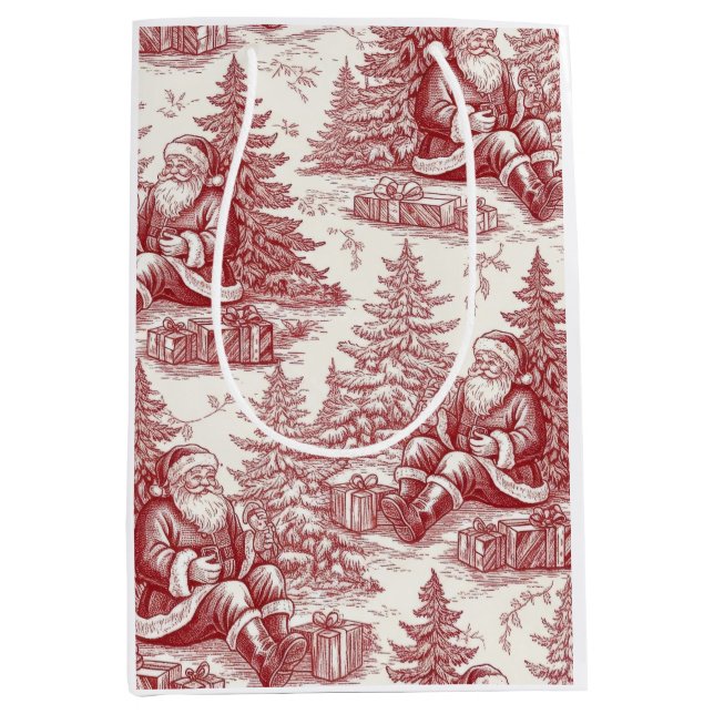 Sacola Para Presentes Média Red Toile (Frente)