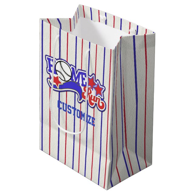 Sacola Para Presentes Média Red White e Blue Home Run Baseball Strike (Frente inclinada)