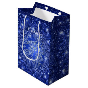 Sacola Para Presentes Média Redemoinhos celestiais do azul & saco do presente