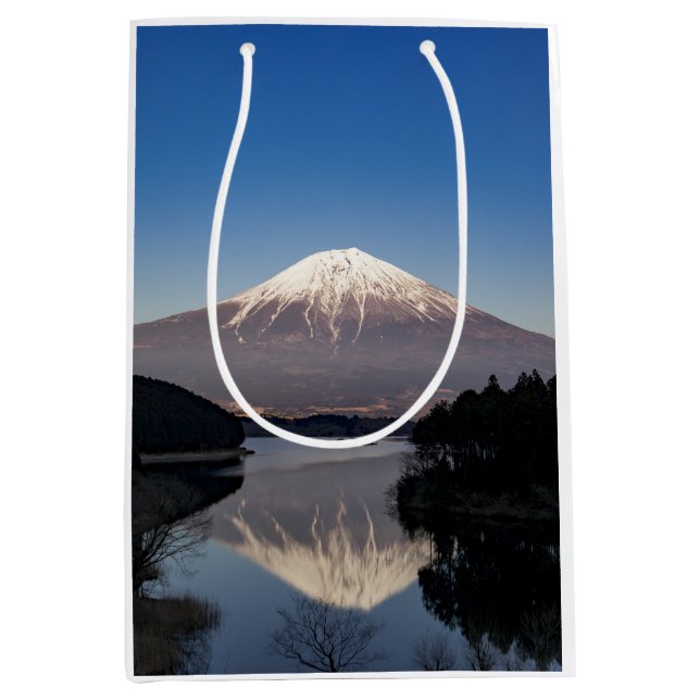 Sacola Para Presentes Média Reflexo do Lago Mt Fuji (Frente)