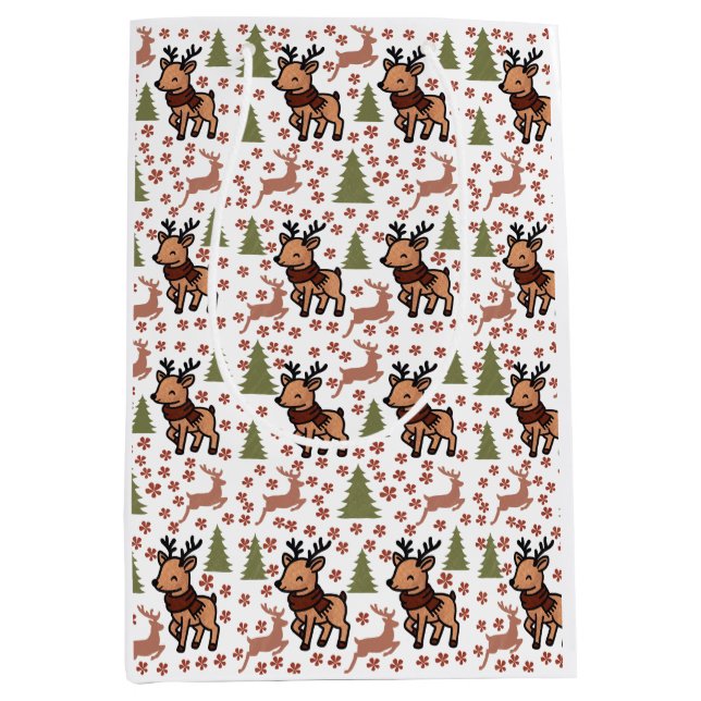 Sacola Para Presentes Média Reindeer cute floral mug (Frente)