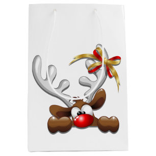 Sacola Para Presentes Média Reindeer Enzergou Caráter de Natal Engraçado