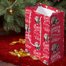 Sacola Para Presentes Média Reindeer Express do Papai noel Nome e Foto Natal