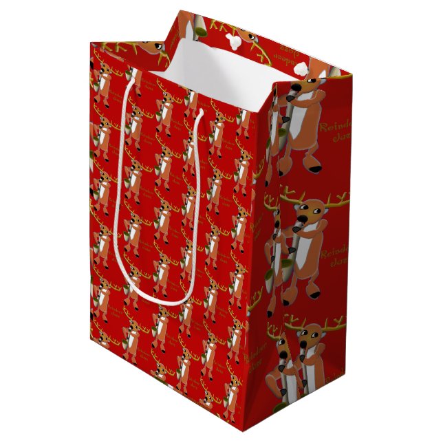 Sacola Para Presentes Média Reindeer Jazz Wrapping Paper (Frente inclinada)